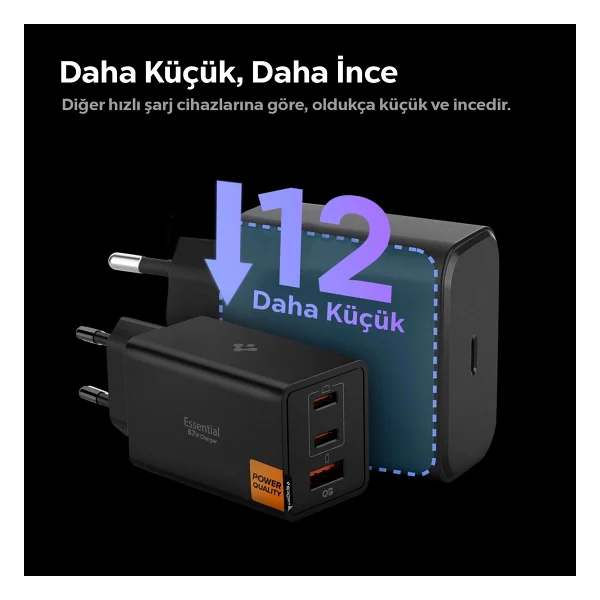Spigen ACH09458 67 W Siyah Hızlı Şarj Adaptörü - Görsel 7