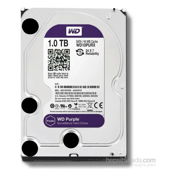 Western Digital Purple WD10PURZ SATA 3.0 5400 RPM 3.5" 1 TB Harddisk - Görsel 6