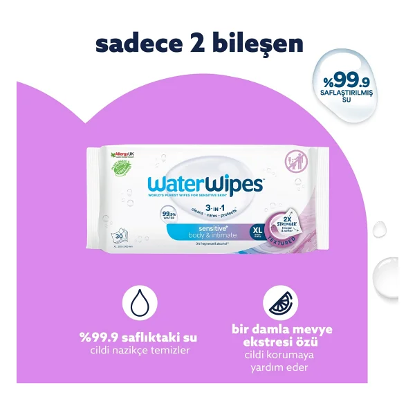 WaterWipes Yetişkin Islak Mendil Ekstra Geniş 30 Lu X 12 Adet (360 YAPRAK) - Xl Adult - Görsel 7