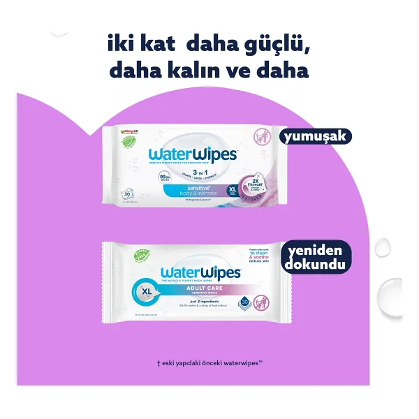 WaterWipes Yetişkin Islak Mendil Ekstra Geniş 30 Lu X 12 Adet (360 YAPRAK) - Xl Adult - Görsel 9