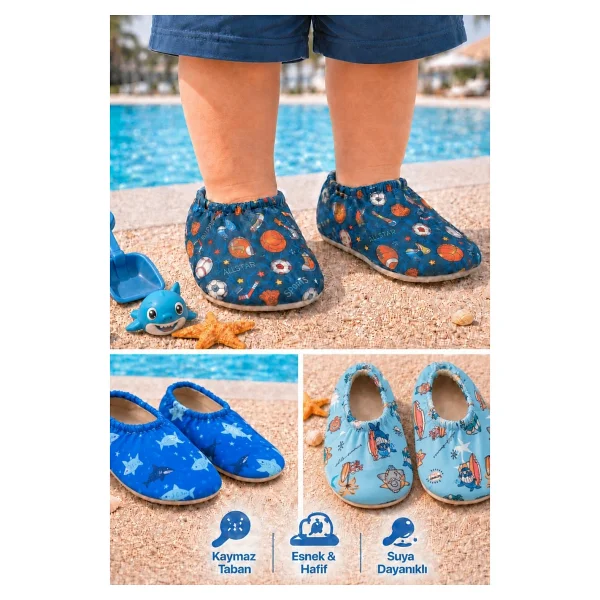 Muggo BABY Kaymaz Tabanlı Unisex Bebek Çocuk Deniz Ayakkabısı ve Havuz Patiği - Görsel 2