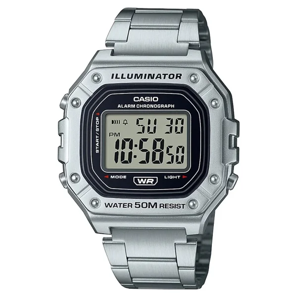 Casio Standart W-218HD-1AVDF Çelik Kordon Siyah Erkek Kol Saati - Görsel 2