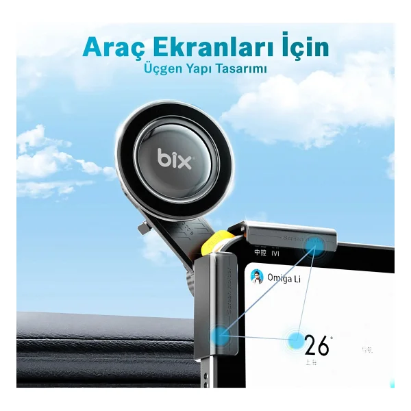 Bix TCH03 MagSafe Manyetik Araç Telefon Tutucu - Görsel 4