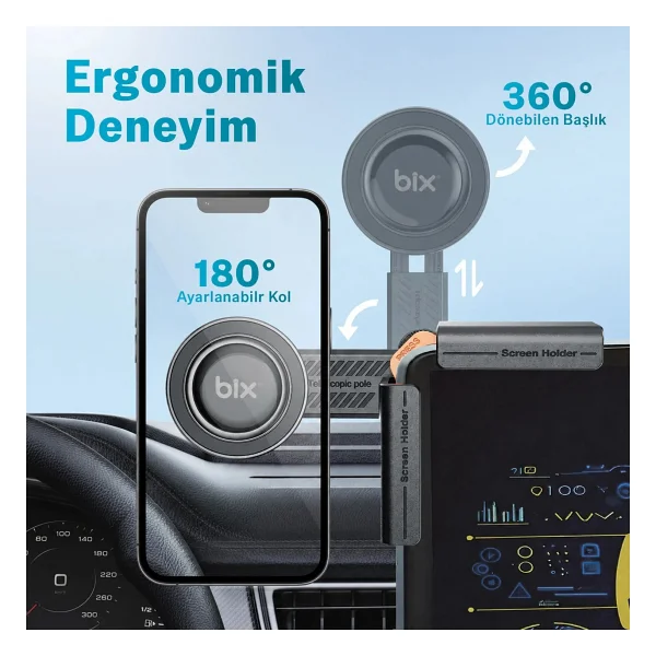 Bix TCH03 MagSafe Manyetik Araç Telefon Tutucu - Görsel 6