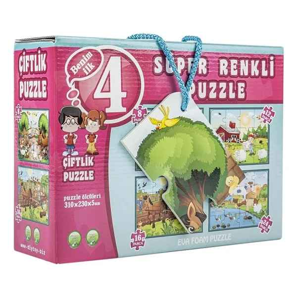 DIYTOY Dıy Toy Çiftlik Süper Renkli Puzzle 4 Adet Puzzle - Görsel 2