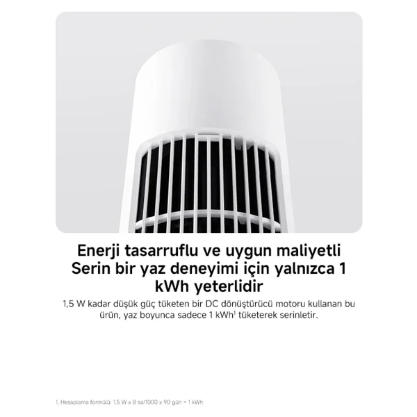 Xiaomi Smart Tower Akıllı Kule Tipi Vantilatör - 10 Metre Güçlü Hava Akışı, 150° Geniş Salınım, 100 Kademeli Hız Ayarı, Sessiz Inverter Motor, Wi-Fi ve Xiaomi Home Uygulama Kontrolü - Beyaz - Görsel 4