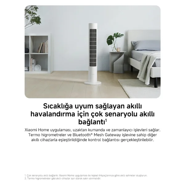 Xiaomi Smart Tower Akıllı Kule Tipi Vantilatör - 10 Metre Güçlü Hava Akışı, 150° Geniş Salınım, 100 Kademeli Hız Ayarı, Sessiz Inverter Motor, Wi-Fi ve Xiaomi Home Uygulama Kontrolü - Beyaz - Görsel 8
