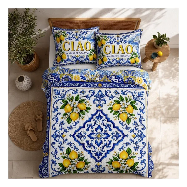 Helen George Amalfi Ciao Limon Çift Kişilik Nevresim Seti - Görsel 6
