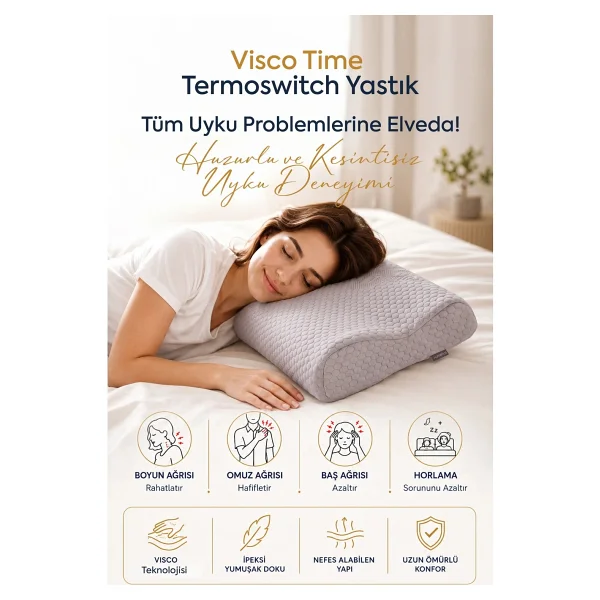 Homedius Visco Time Thermoswitch 50x32 cm Boyun Destekli Ortopedik Yastık - Görsel 4
