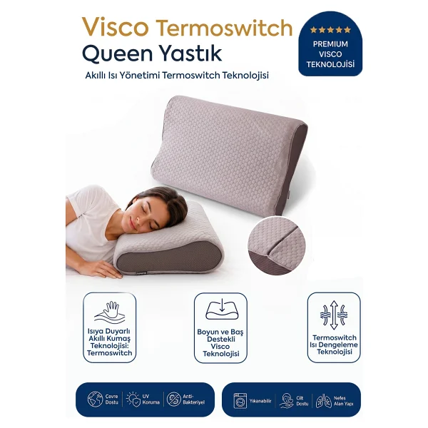 Homedius Visco Queen Spacer ThermoSwitch 55x35 cm Boyun Destekli Ortopedik Yastık - Görsel 8