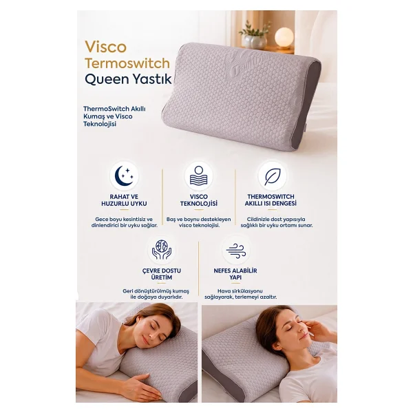 Homedius Visco Queen Spacer ThermoSwitch 55x35 cm Boyun Destekli Ortopedik Yastık - Görsel 3