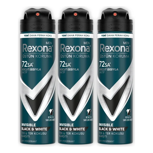 Rexona Men Üstün Koruma Invisible Black & White 150 ml 3 Adet Erkek Deodorant - Görsel 2