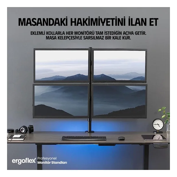 Ergoflex EF54 13-27 inç Dört Kollu Monitör Standı - Görsel 2