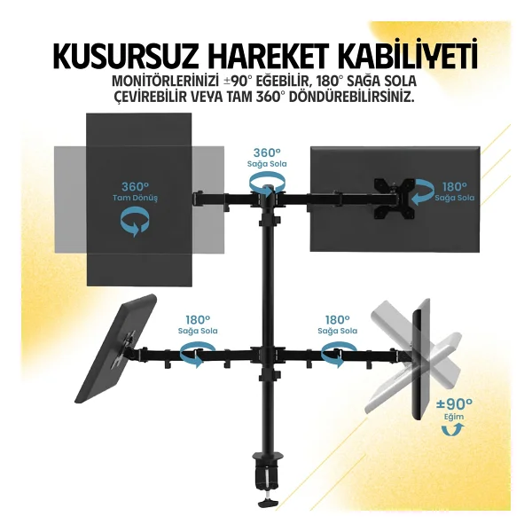 Ergoflex EF54 13-27 inç Dört Kollu Monitör Standı - Görsel 3