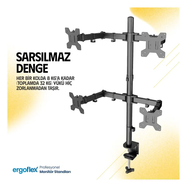 Ergoflex EF54 13-27 inç Dört Kollu Monitör Standı - Görsel 4