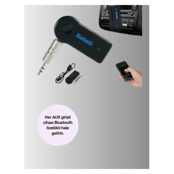 Araç İçi Bluetooth Aux Adaptörü Ve Telefon Görüşme Cihazı - Görsel 7