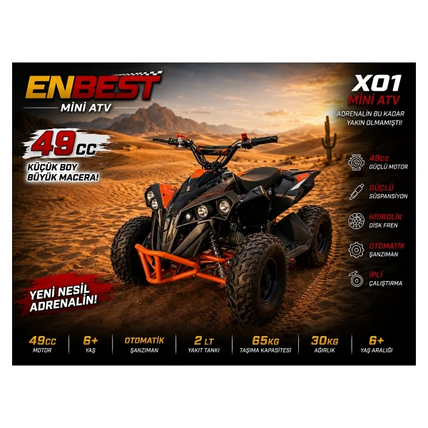 Enbest X01 49 cc Benzinli Çocuk ATV Motosiklet - Görsel 4