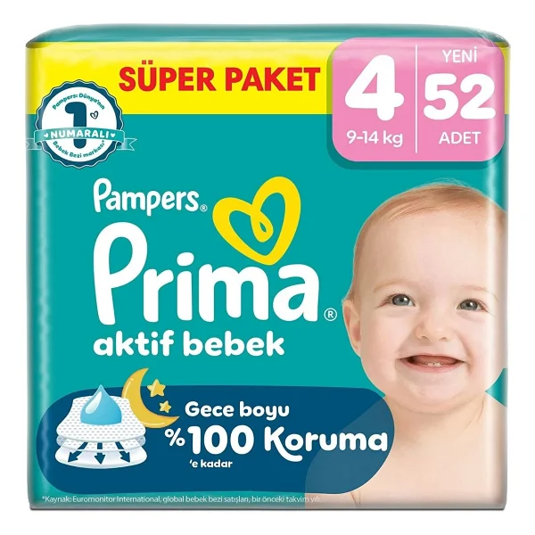 Prima Aktif 4 Numara Maxi 52'li Bebek Bezi - Görsel 6