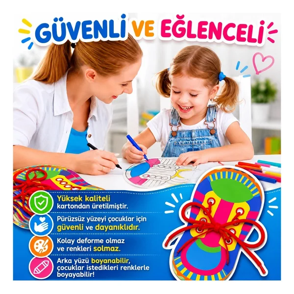 Tineke Montessori Ayakkabı Bağlama Eğitici Oyuncak İnce Motor Beceri Geliştirici Erkek ve Kız 3+ Yaş - Görsel 2