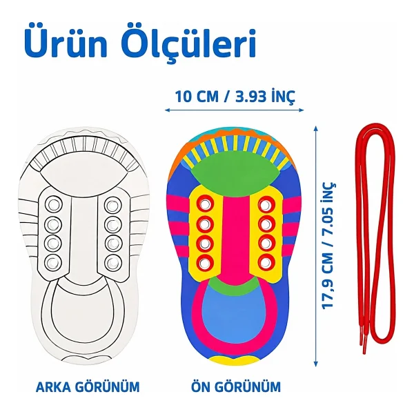 Tineke Montessori Ayakkabı Bağlama Eğitici Oyuncak İnce Motor Beceri Geliştirici Erkek ve Kız 3+ Yaş - Görsel 5