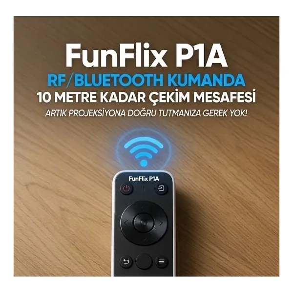 Funflix P1A Android 4K Destekli LED Full Hd Projeksiyon Cihazı, 2gb Ram 32 GB Depo, Bluetooth Kumanda, 150W Lamba, 300 Inç Görüntü - 0 - Siyah - Görsel 3