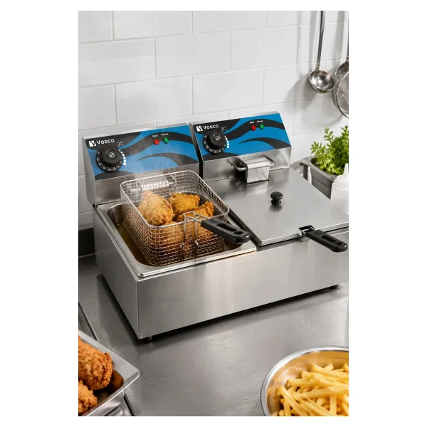 Vosco 6 + 6 Litre Çift Hazneli Elektrikli Fritöz - 12 Litre Bağımsız Kontrollü Profesyonel Fritöz - Görsel 3