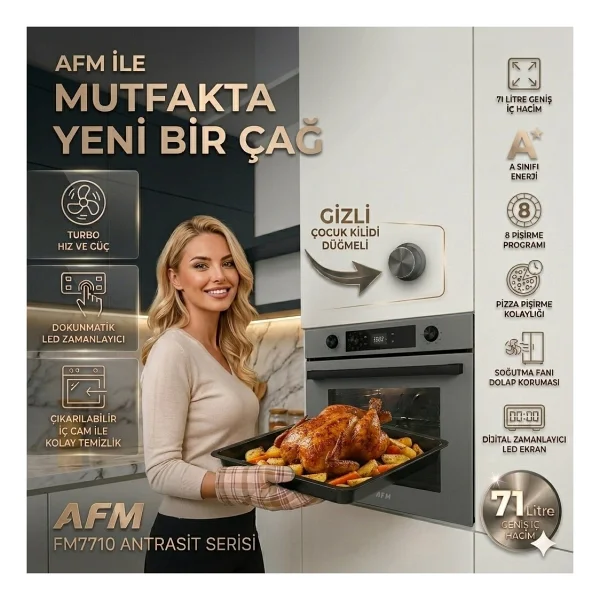 Alveus Afm Serisi Luas Antrasit-Gri Cam Turbo Dijital Ankastre Set ( Fm7710 + Fm3409 + Fm-Bd2210) - Görsel 2