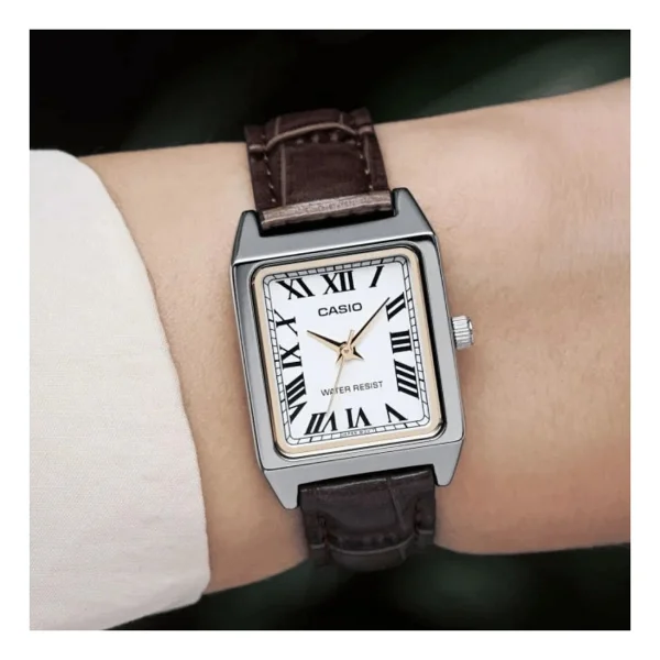 Casio Standart LTP-V007L-7B2UDF Deri Kordon Kahverengi-Beyaz Kadın Kol Saati - Görsel 3