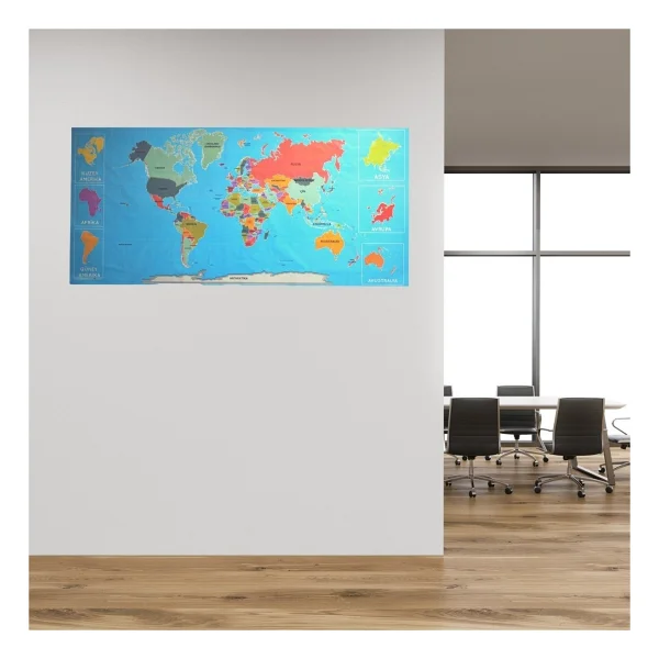 Renkli atlas Dünya haritası Manyetik Yapıştırıcı Gerektirmeyen Duvar Stickerı 118 cm x 56 - Çok Renkli - Görsel 5