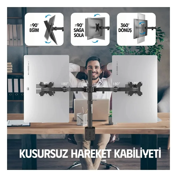 Ergoflex EF52 13-27 inç İki Kollu Monitör Standı - Görsel 6