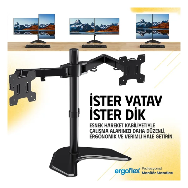 Ergoflex EF42 13-27 inç İki Kollu Monitör Standı - Görsel 6