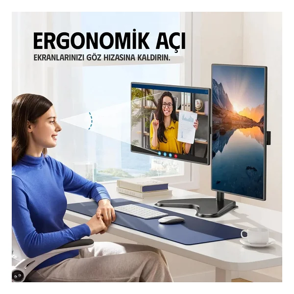 Ergoflex EF42 13-27 inç İki Kollu Monitör Standı - Görsel 7