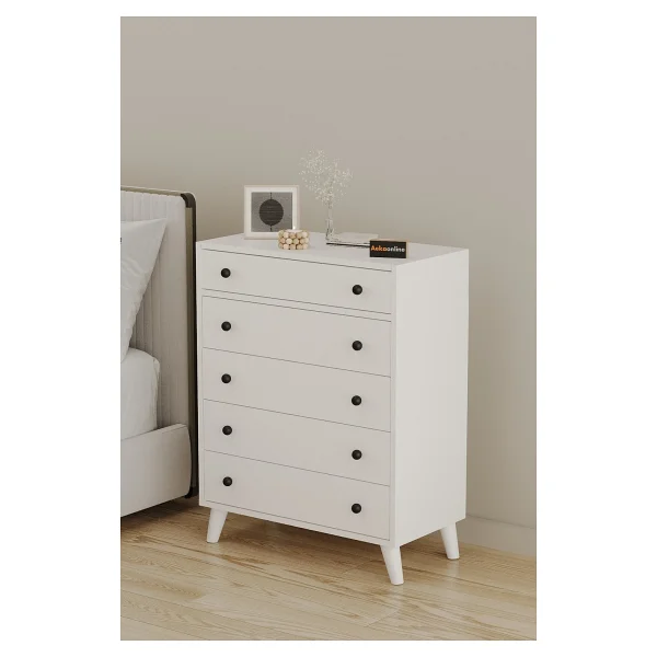Aeka AE-4010 Nora Beyaz/beyaz 4 Çekmeceli Takı ve Aksesuar Düzenleyicili Çok Amaçlı Şifonyer 74,2X94,8X32,2 cm - Görsel 3