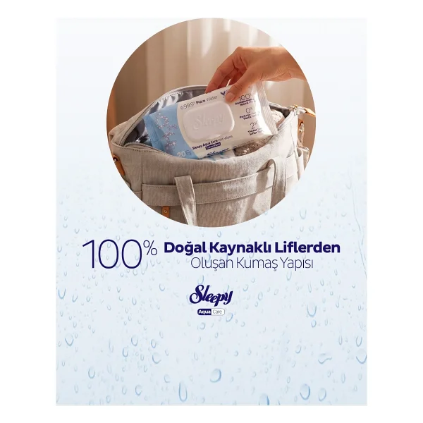 Sleepy AquaCare H2O Yenidoğan Islak Bebek Havlusu Seyahat Boy 12x20 (240 Yaprak) - Görsel 2