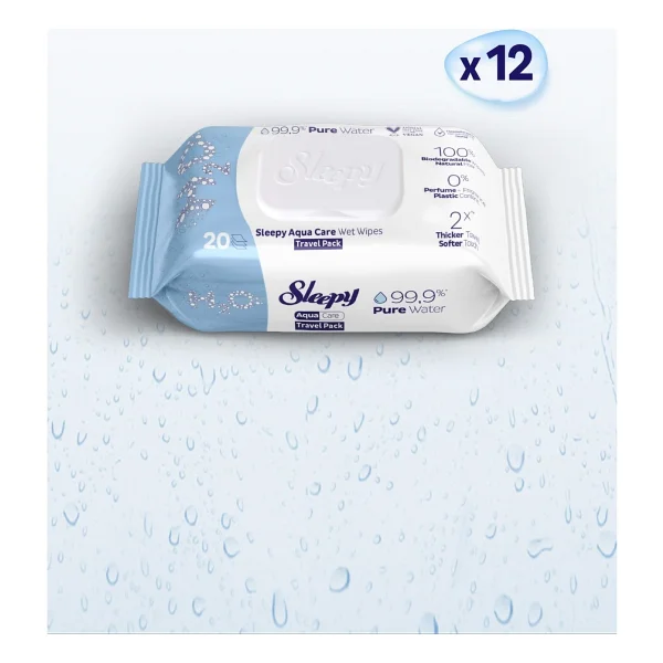 Sleepy AquaCare H2O Yenidoğan Islak Bebek Havlusu Seyahat Boy 12x20 (240 Yaprak) - Görsel 3