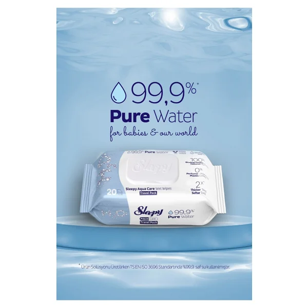 Sleepy AquaCare H2O Yenidoğan Islak Bebek Havlusu Seyahat Boy 12x20 (240 Yaprak) - Görsel 4