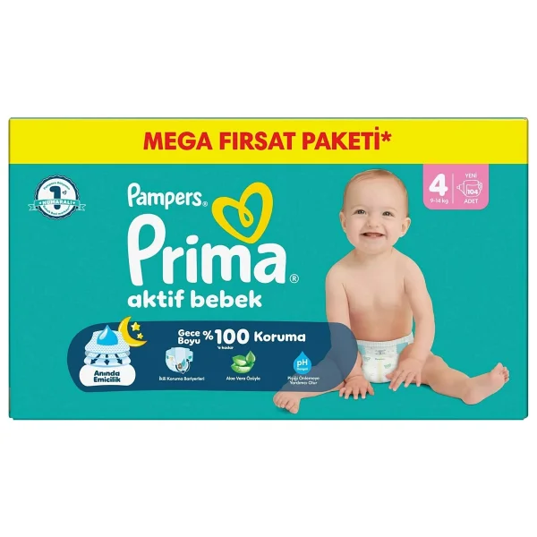 Prima Aktif 4 Numara Maxi 104'lü Bebek Bezi - Görsel 8