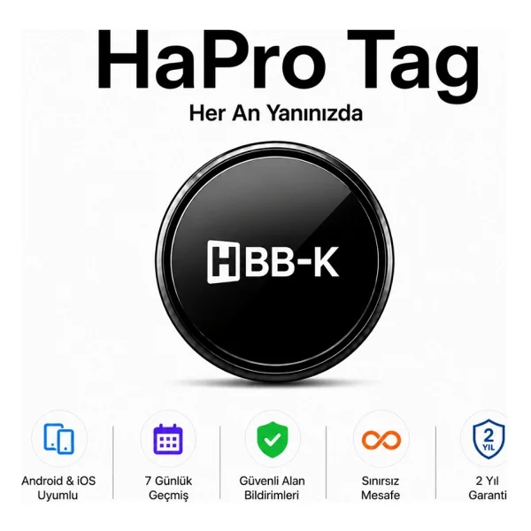 HBB-K Hapro Tag Ios & Android Uyumlu Airtag Akıllı Takip Cihazı(Siyah) - Görsel 9