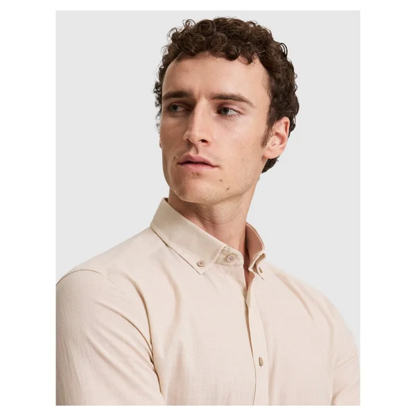 Pierre Cardin Erkek Koyu Lacivert %100 Pamuk Keten Görünümlü Slim Fit Uzun Kollu Gömlek 50325355-VR100 - XL - Görsel 8