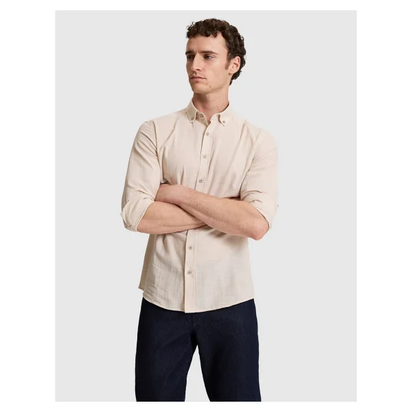 Pierre Cardin Erkek Koyu Lacivert %100 Pamuk Keten Görünümlü Slim Fit Uzun Kollu Gömlek 50325355-VR100 - XL - Görsel 9