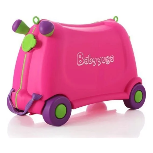 Baby Yuga Çekçekli Tekerlekli Pembe Çocuk Valizi - Görsel 7