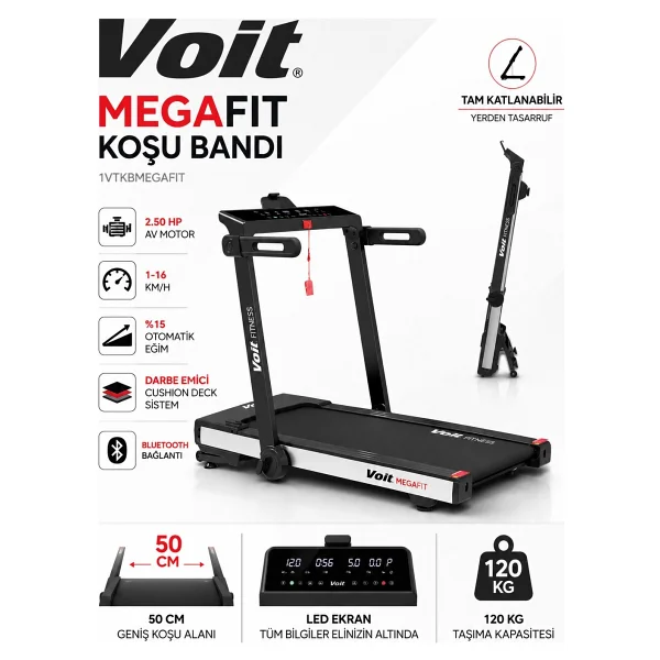Voit Mega Fit Katlanabilir Koşu Bandı - Görsel 3