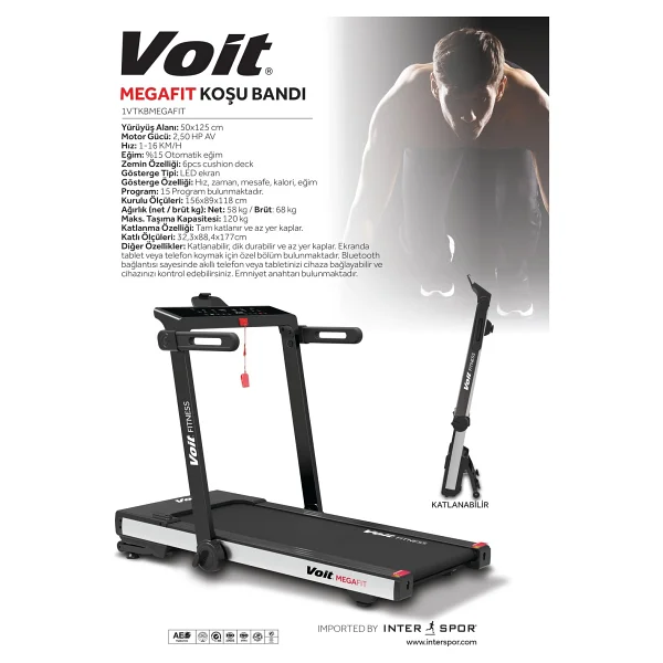 Voit Mega Fit Katlanabilir Koşu Bandı - Görsel 5