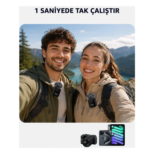 chiconom Onell Vox Pro 2'li Kablosuz Yaka Mikrofonu Type-C iPhone Android Uyumlu - Görsel 5