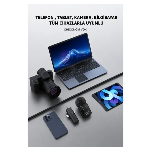 chiconom Onell Vox Pro 2'li Kablosuz Yaka Mikrofonu Type-C iPhone Android Uyumlu - Görsel 6