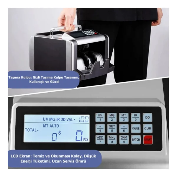 Bill Counter Al-4000S Silver Para Sayma Makinesi - Görsel 6