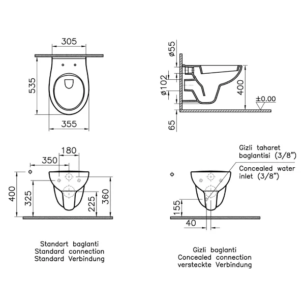 VitrA 5959L003-0850 Arkitekt Asma Klozet - Görsel 5