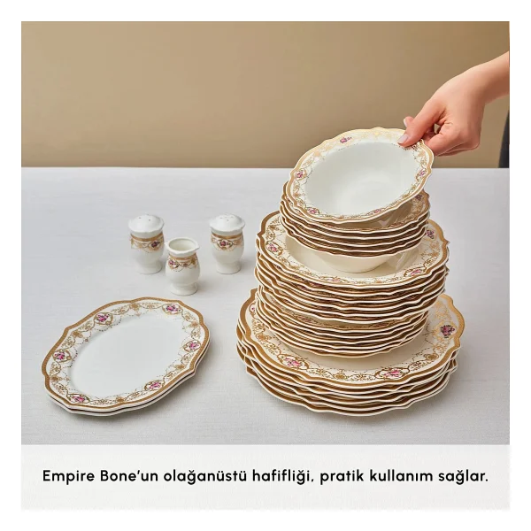 Emsan Empire Bone Altın Çilek 29 Parça 6 Kişilik Yemek Takımı - Görsel 9