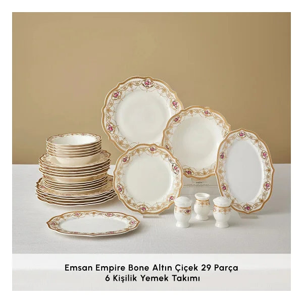 Emsan Empire Bone Altın Çilek 29 Parça 6 Kişilik Yemek Takımı - Görsel 10