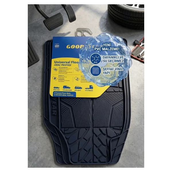 Goodyear Pro PVC Universal Oto Paspas Seti - Tam Koruma, Şık Tasarım - Siyah - Görsel 4